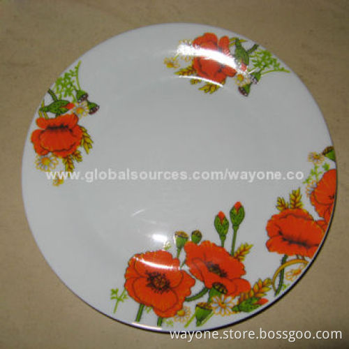 7.5-inch x (19cm) porcelain flat plate, poppy flower, withstanding high temperature and freezing
